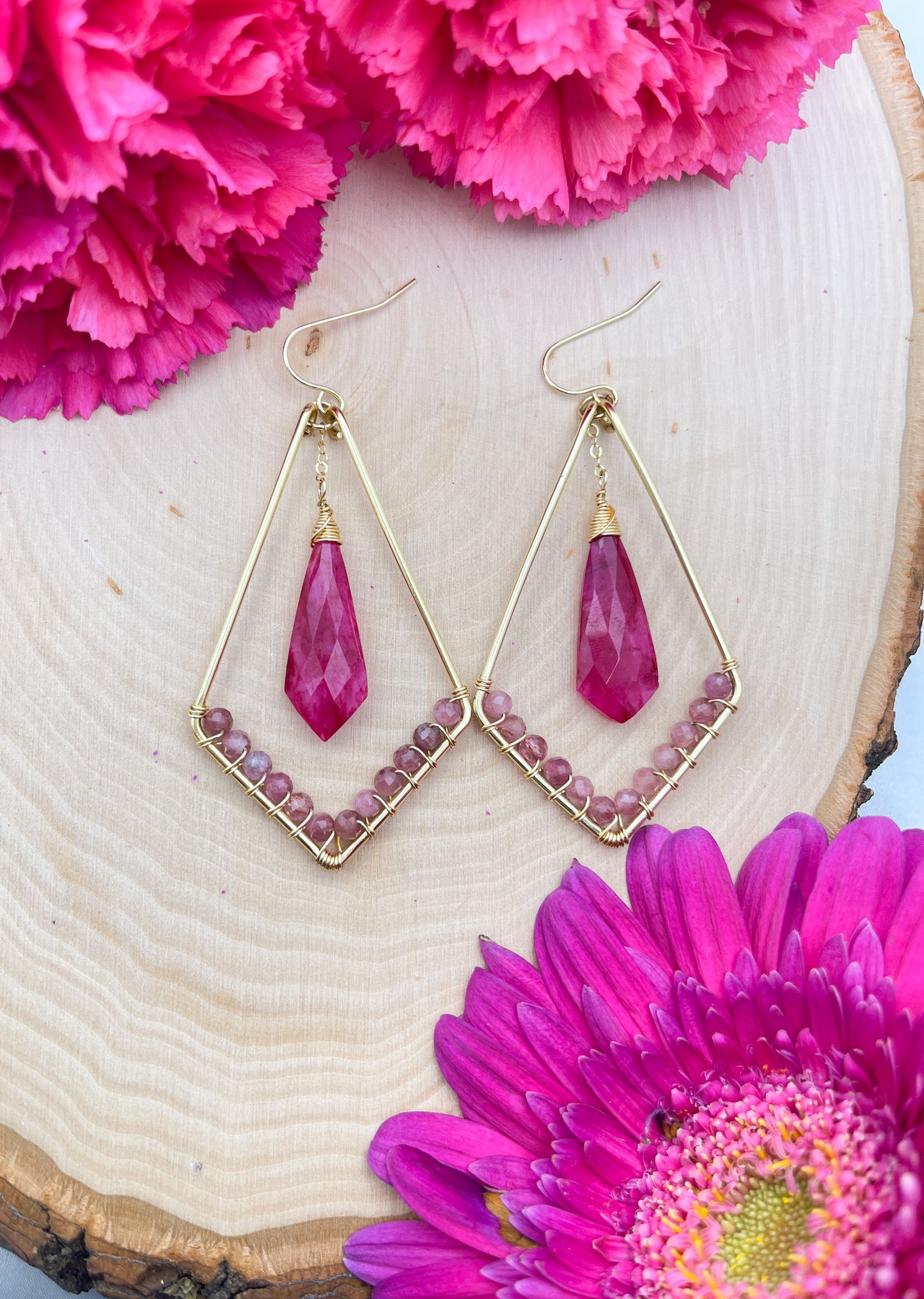 Ruby & Pink Tourmaline Earrings