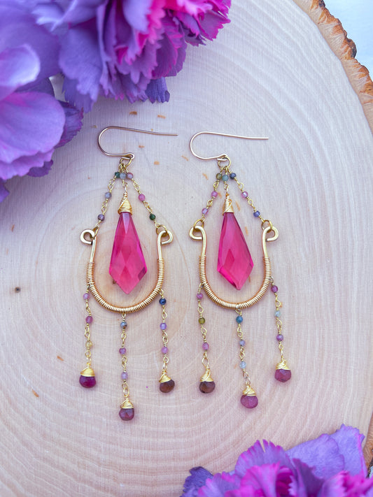 Tourmaline Chandelier Style Earrings