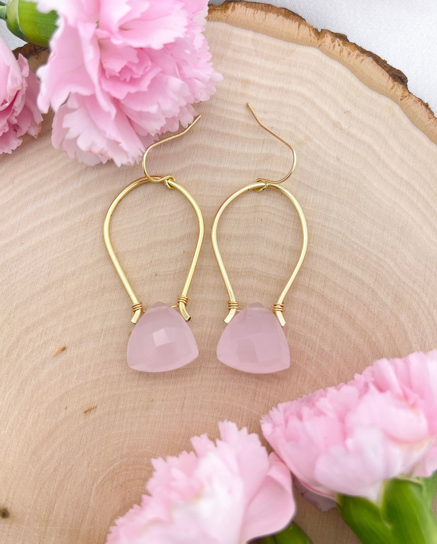 Rose Quartz Horseshoe Earrings